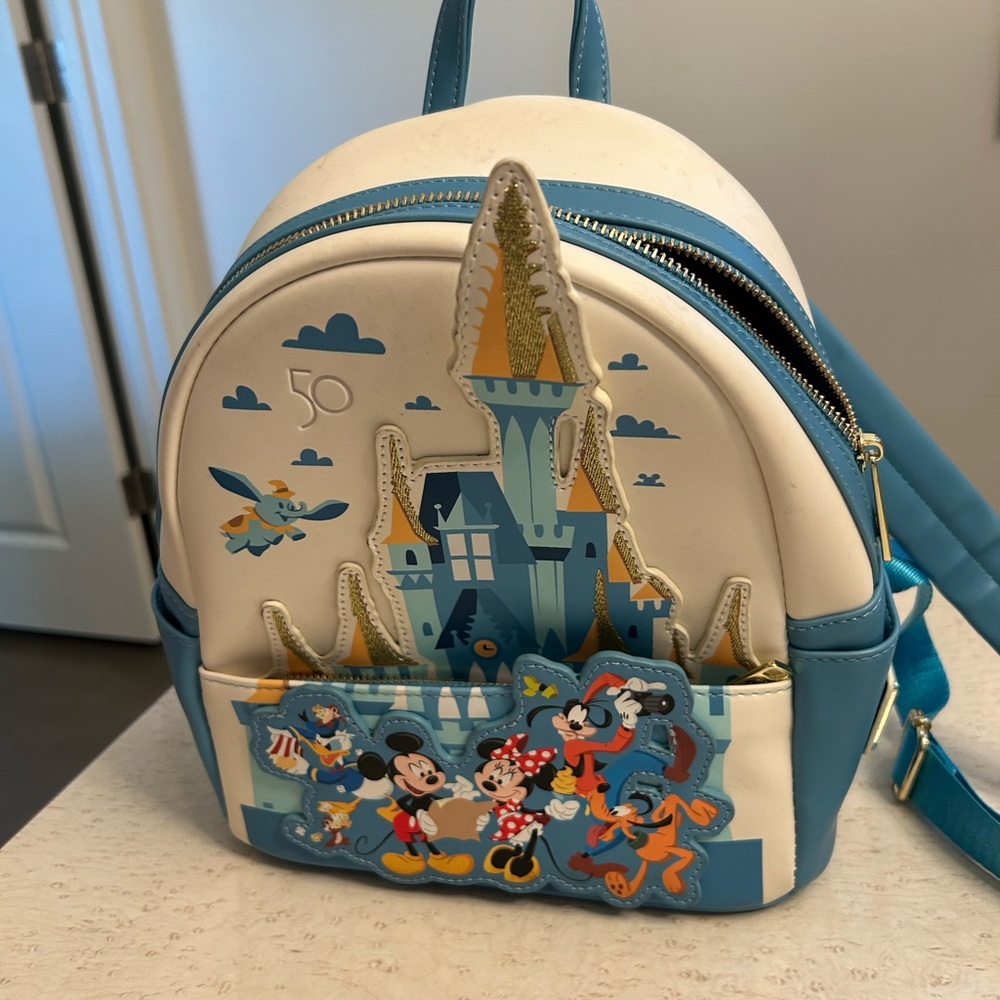 Disney World Blue and White Castle Mini Backpack - Picture 2 of 6